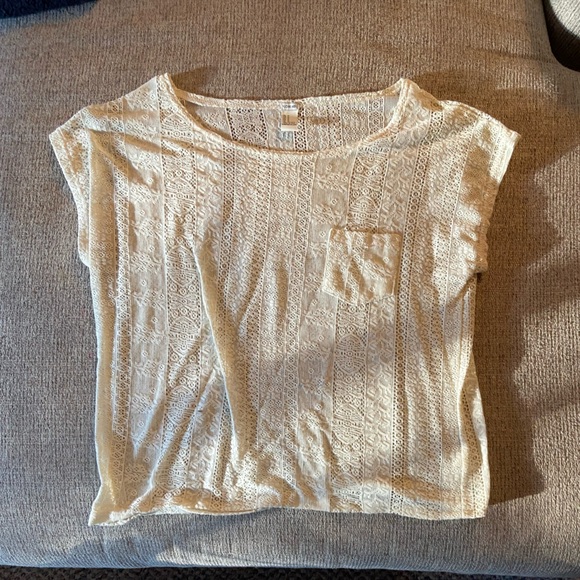 Love H8 Cream eyelet crop top - size medium - Picture 1 of 3